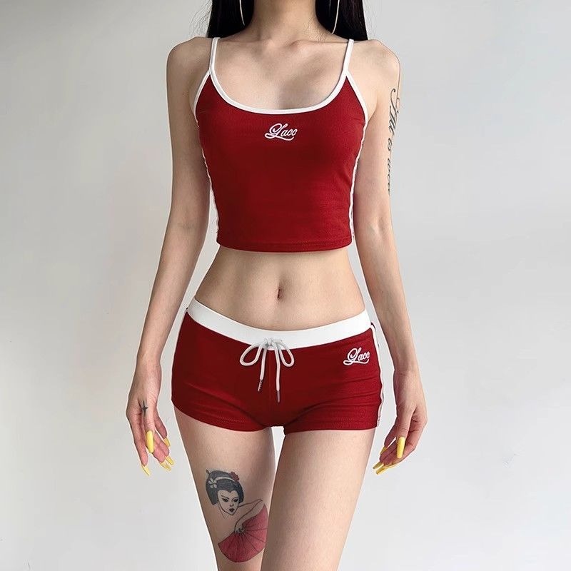 Woman Matching Sets Patchwork  - Embroidery Letter ulasan dan harga