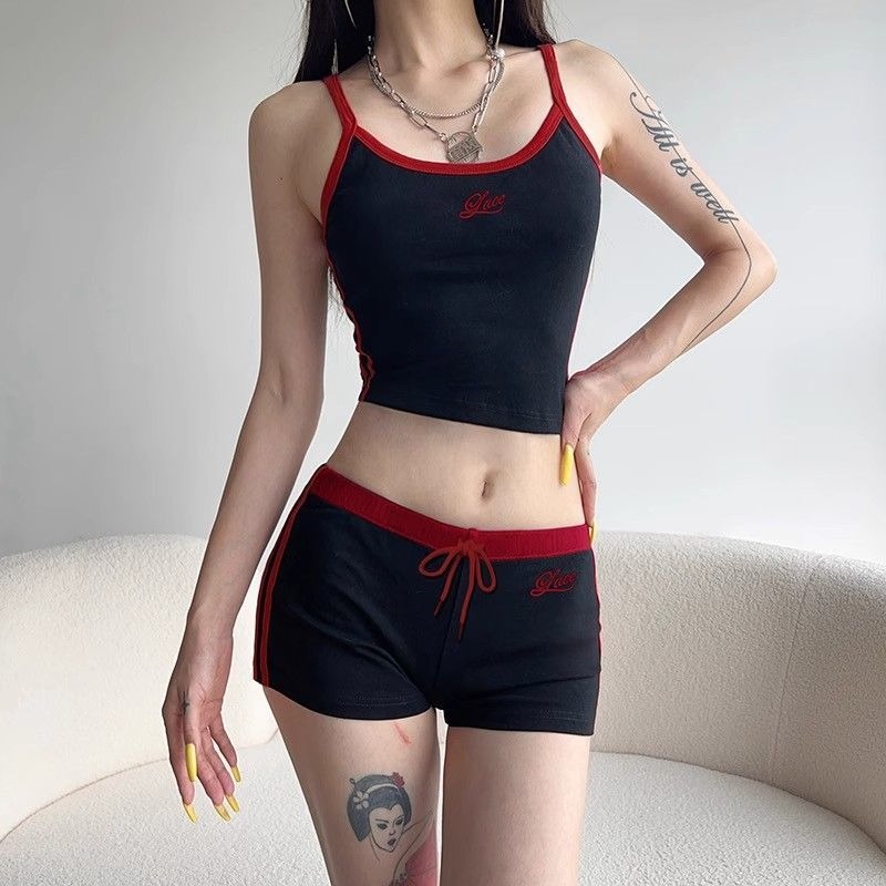 Woman Matching Sets Patchwork  - Embroidery Letter ulasan dan harga