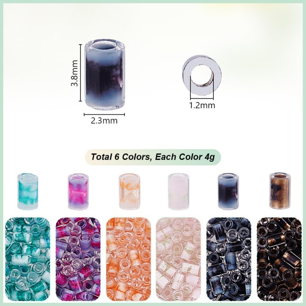 720pcs 6 Colors Tube Beads 24g - Embroidery Beads ulasan dan harga