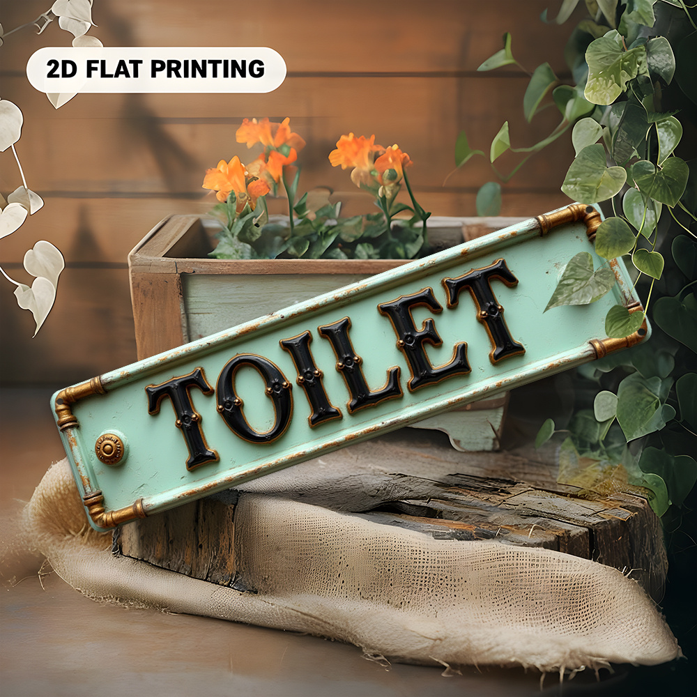 2D Flat, Vintage Toilet Sign - - Embroidery Wall Art ulasan dan harga