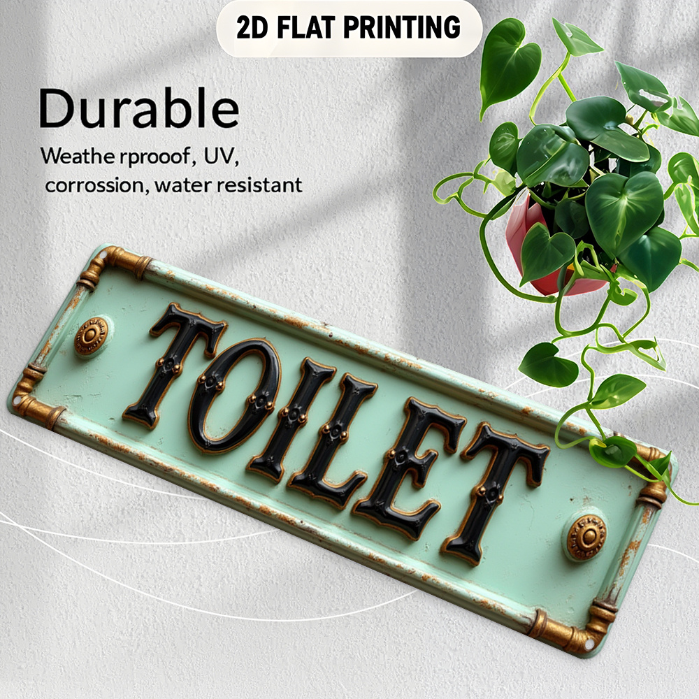 2D Flat, Vintage Toilet Sign - - Embroidery Wall Art ulasan dan harga