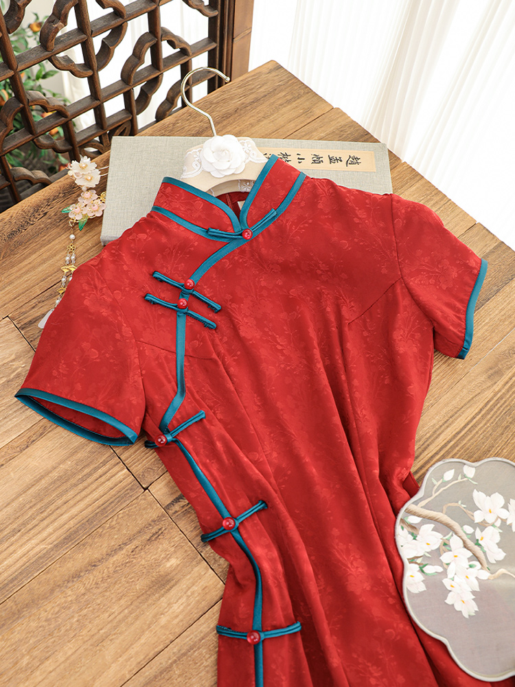Red Floral Embroidery Short Sl - Embroidery Charm ulasan dan harga