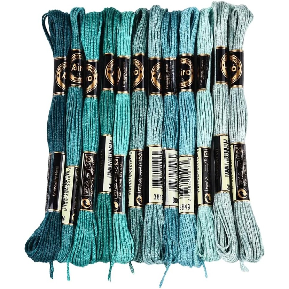 12 Skeins 6 Strands Green Embr - Embroidery Floss ulasan dan harga