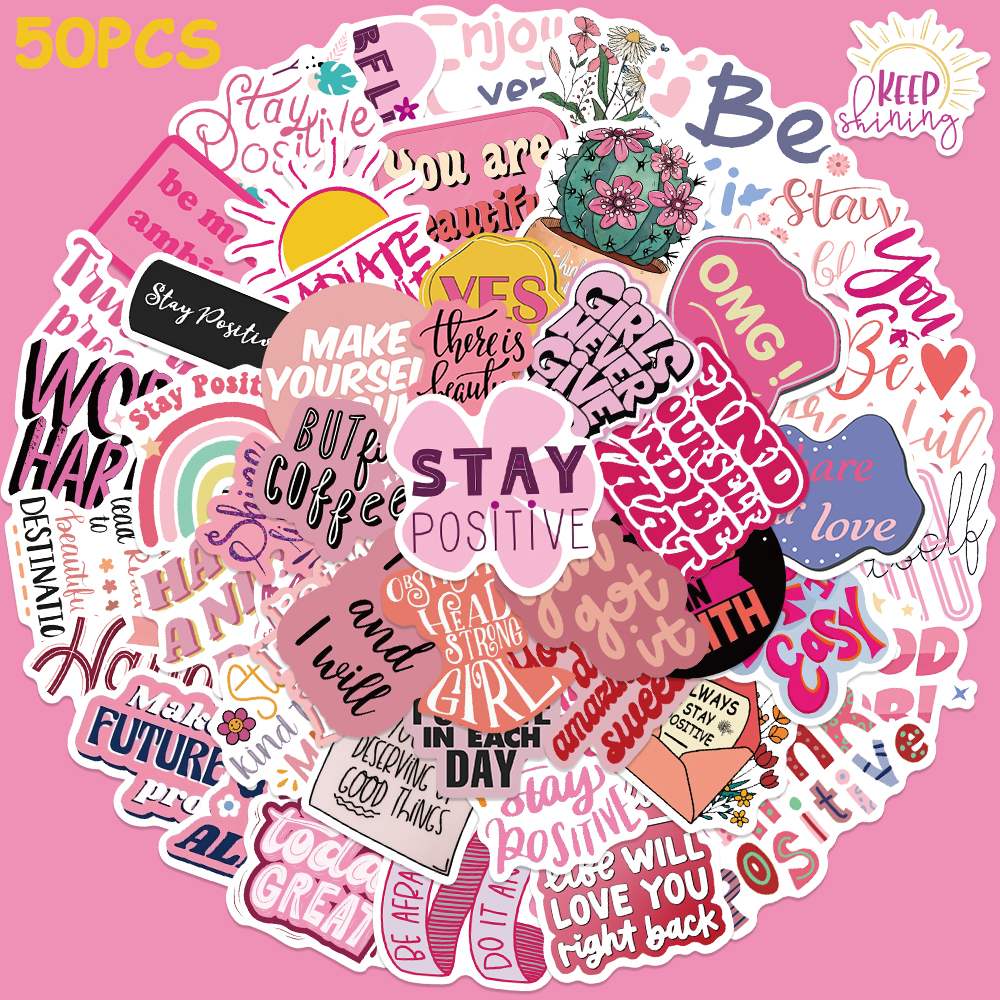 50pcs Pink Inspirational Phras - Embroidery Wall Art ulasan dan harga