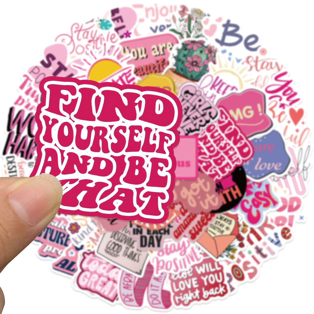 50pcs Pink Inspirational Phras - Embroidery Wall Art ulasan dan harga