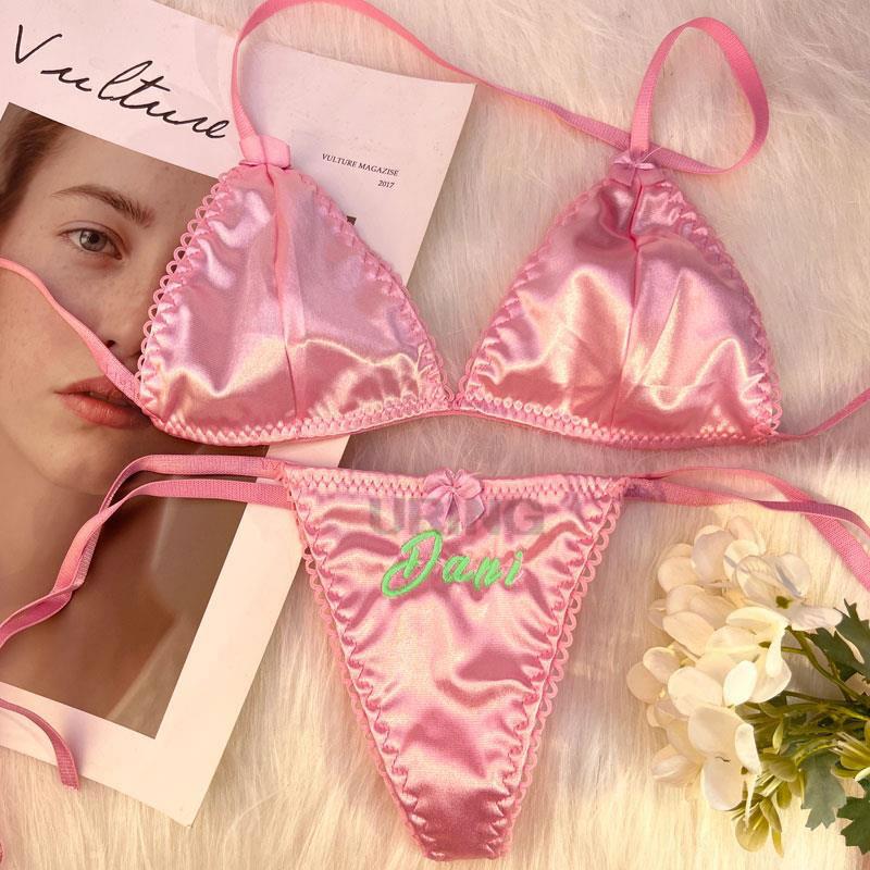 Custom Thongs Bra Sets Bikini  - Embroidery Name ulasan dan harga
