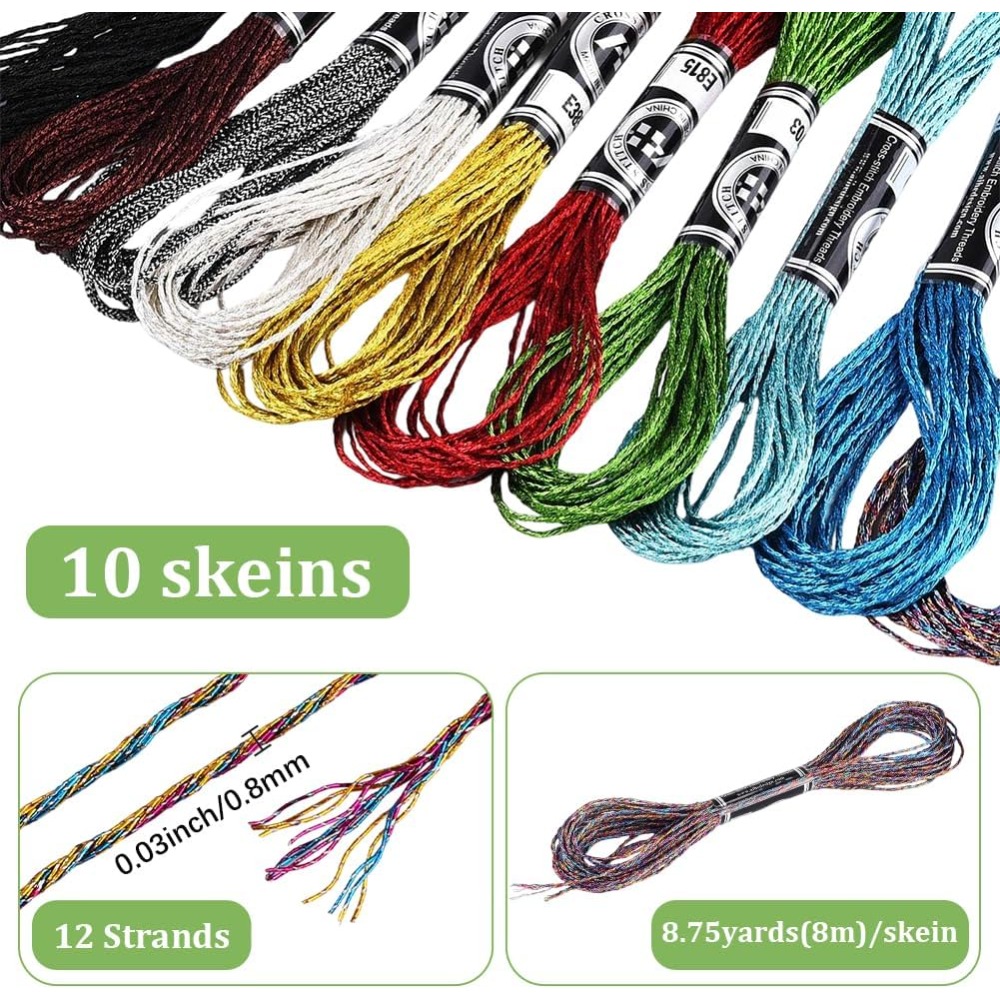 10 Skeins 10 Colors Metallic E - Embroidery Floss ulasan dan harga
