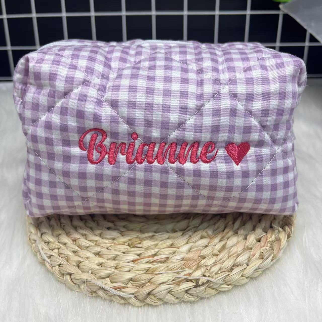 Large Capacity Striped Cosmeti - Embroidery Name ulasan dan harga