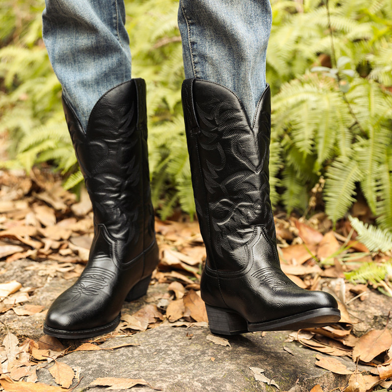 New Men Handmade Cowboy Boots  - Embroidery Fabric ulasan dan harga